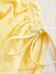 Yellow Lace Adjustable Ruched Square Neck Tummy Control Swimsuit - Image 7 of 9