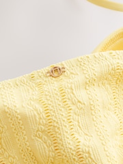 Yellow Lace Adjustable Ruched Square Neck Tummy Control Swimsuit - Image 8 of 9