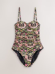 Diseño de cachemira en negro/rosa - Shaping Tummy Control Bandeau Swimsuit - Imagen 6 de 9