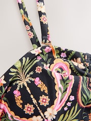 Diseño de cachemira en negro/rosa - Shaping Tummy Control Bandeau Swimsuit - Imagen 8 de 9
