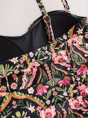 Diseño de cachemira en negro/rosa - Shaping Tummy Control Bandeau Swimsuit - Imagen 9 de 9