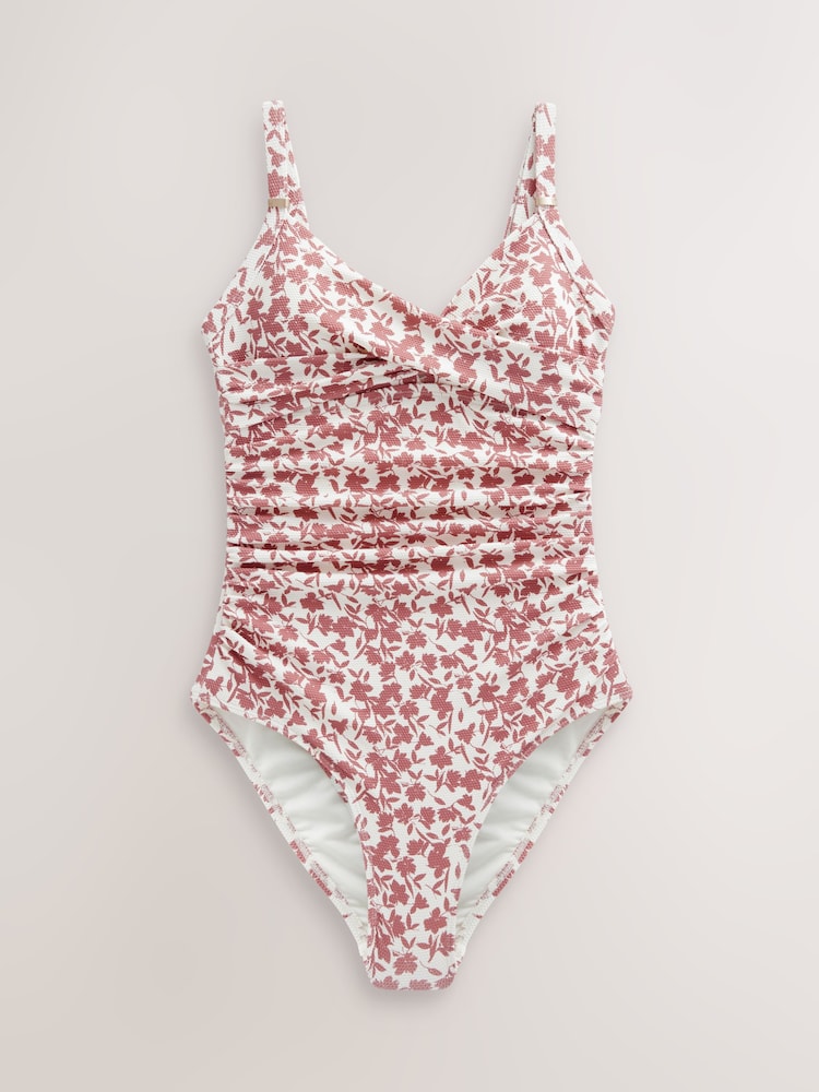 Pink Ditsy Floral, Khaki Tummy Control Swimsuits 2 Pack - Image 6 of 6