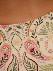 Cream/Pink Paisley Midi Waist Bikini Bottoms - Image 5 of 8