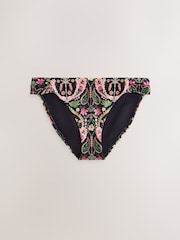 Noir/Rose Motif Paisley - Bas de bikini haut à côtés froncés - Image 5 of 7