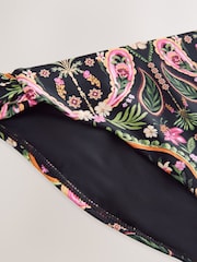 Noir/Rose Motif Paisley - Bas de bikini haut à côtés froncés - Image 6 of 7
