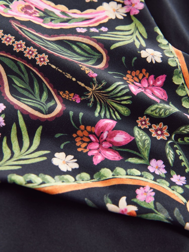 Noir/Rose Motif Paisley - Bas de bikini haut à côtés froncés - Image 7 of 7