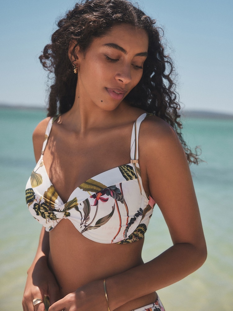 Crème fleuri - Haut de bikini rembourré à armatures gainant - Image 4 of 9