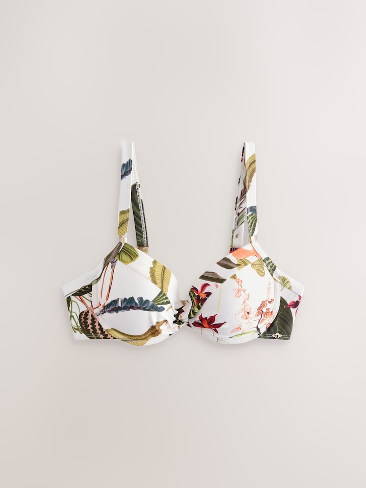 Crème fleuri - Haut de bikini rembourré à armatures gainant - Image 7 of 9