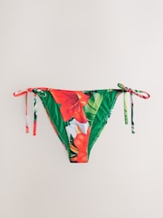 Red/Green Tropical Tie Side Bikini Bottoms - Image 6 of 8
