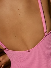 self. Pink Crinkle High Leg Tummy Control Scoop Swimsuit - Image 6 of 6