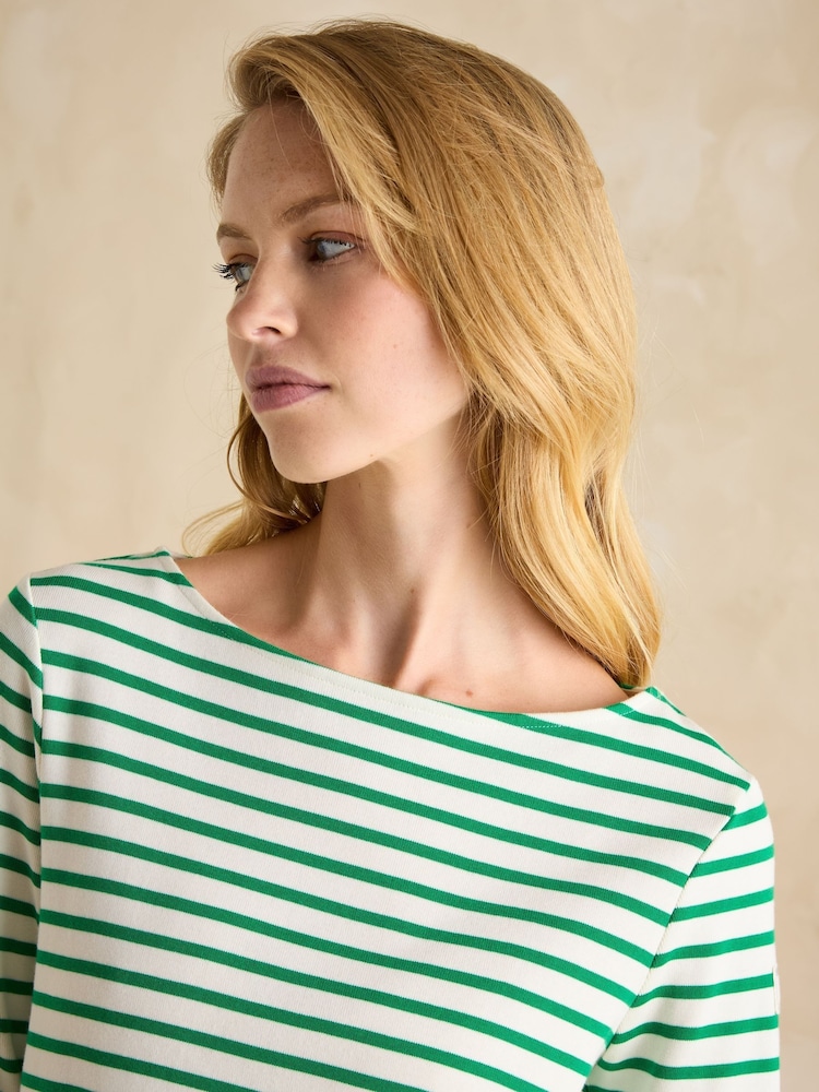 Groen/wit - Joules Harbour Boat Neck Breton Top - Image 4 of 6