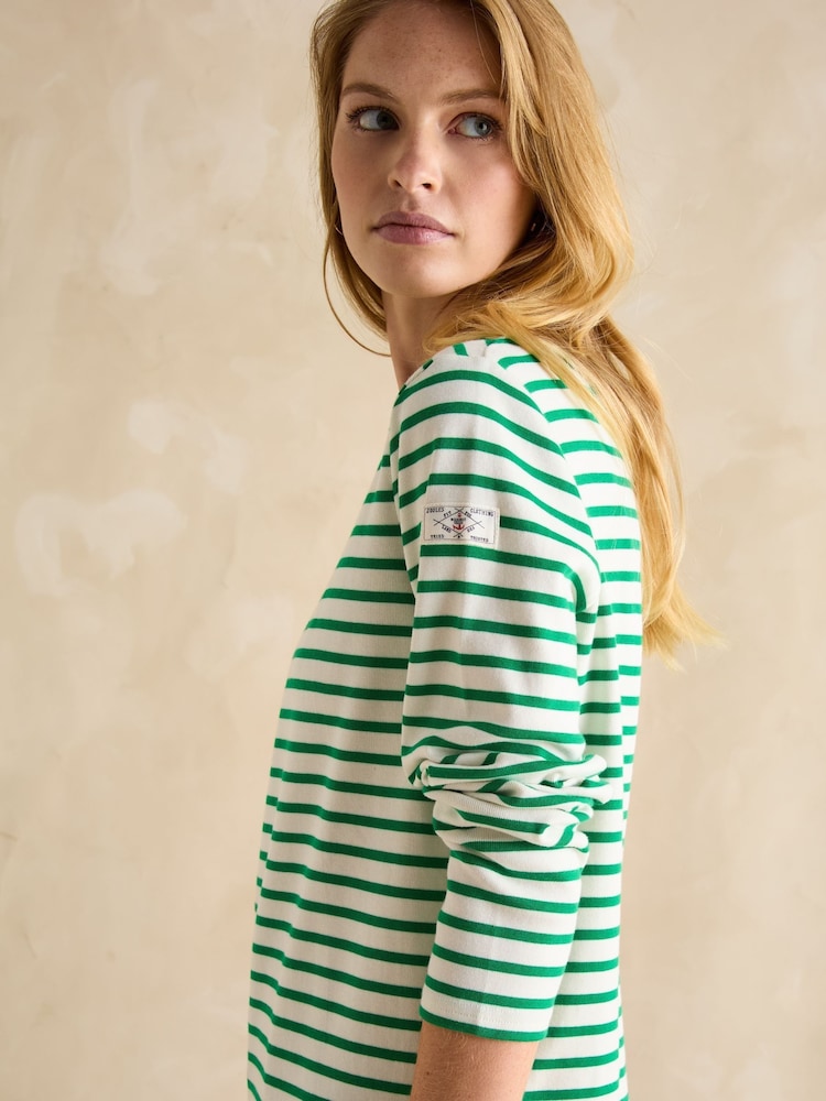 Groen/wit - Joules Harbour Boat Neck Breton Top - Image 5 of 6