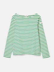 Joules Harbour Green/ White Boat Neck Breton Top - Image 6 of 6