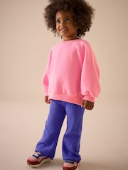 Purple Ribbed Textured Flare Leggings (3mths-7yrs) - Image 2 of 7