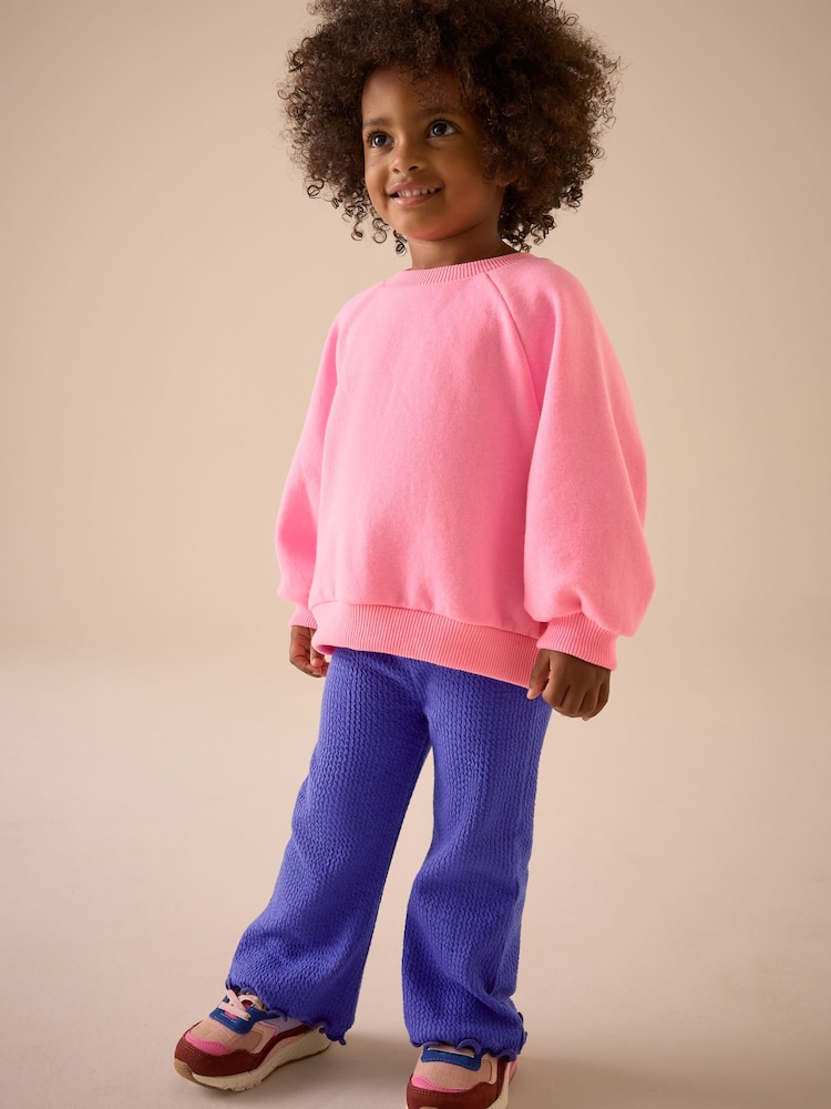 Purple Ribbed Textured Flare Leggings (3mths-7yrs) - Image 2 of 7