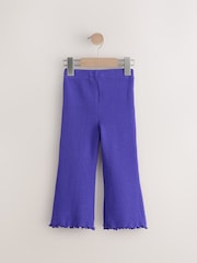 Purple Ribbed Textured Flare Leggings (3mths-7yrs) - Image 5 of 7