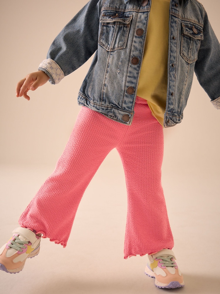 Pink Ribbed Textured Flare Leggings (3mths-7yrs) - Image 1 of 7