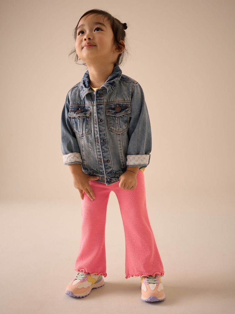 Pink Ribbed Textured Flare Leggings (3mths-7yrs) - Image 2 of 7