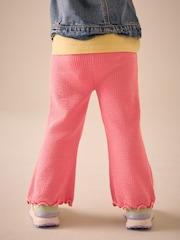 Pink Ribbed Textured Flare Leggings (3mths-7yrs) - Image 3 of 7