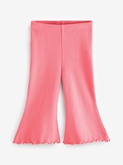 Pink Ribbed Textured Flare Leggings (3mths-7yrs) - Image 4 of 7