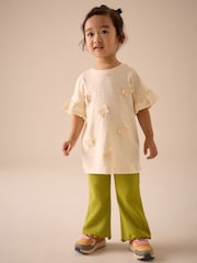 Green Ribbed Textured Flare Leggings (3mths-7yrs) - Image 2 of 7