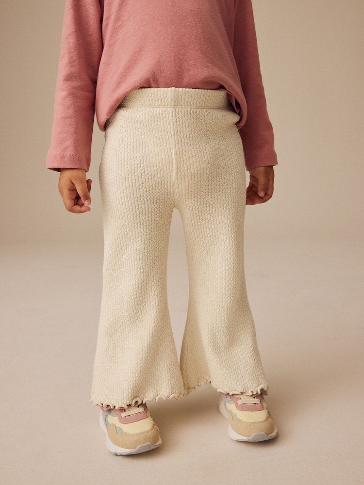 Cream Ribbed Textured Flare Leggings (3mths-7yrs) - Image 1 of 8