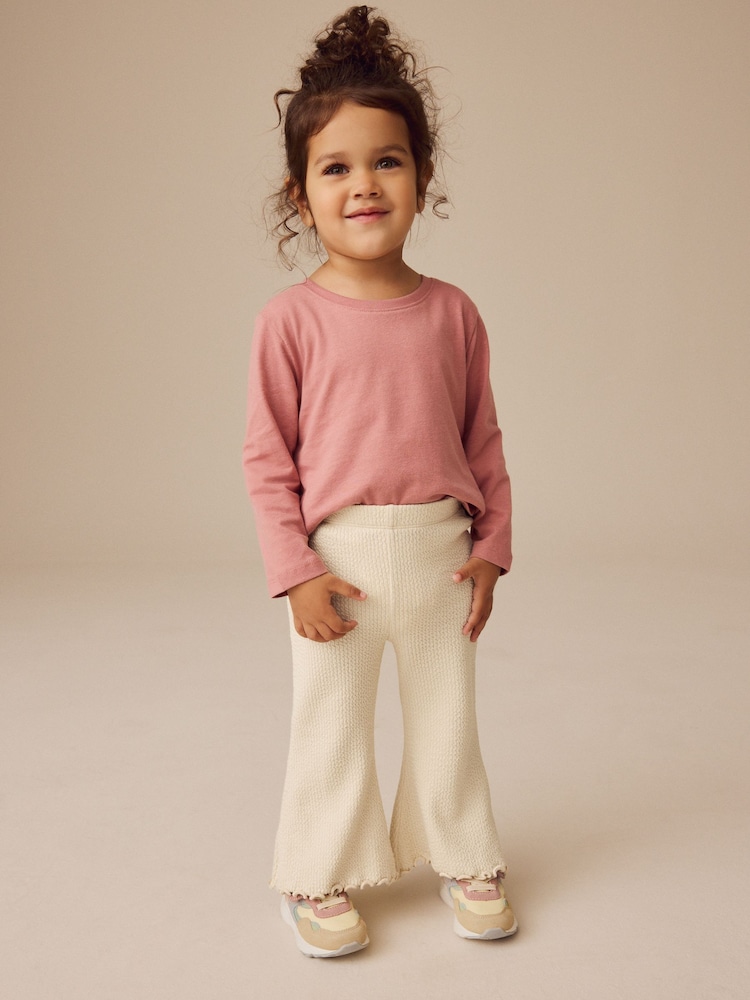 Cream Ribbed Textured Flare Leggings (3mths-7yrs) - Image 2 of 8 Cream Ribbed Textured Flare Leggings (3mths-7yrs) - Image 2 of 8