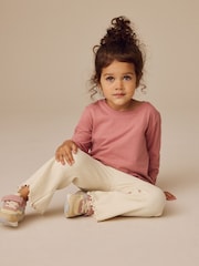 Cream Ribbed Textured Flare Leggings (3mths-7yrs) - Image 3 of 8