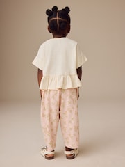 Pink Ditsy Floral Textured Barrel Leg Trousers (3mths-7yrs) - Image 3 of 8