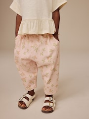 Pink Ditsy Floral Textured Barrel Leg Trousers (3mths-7yrs) - Image 4 of 8