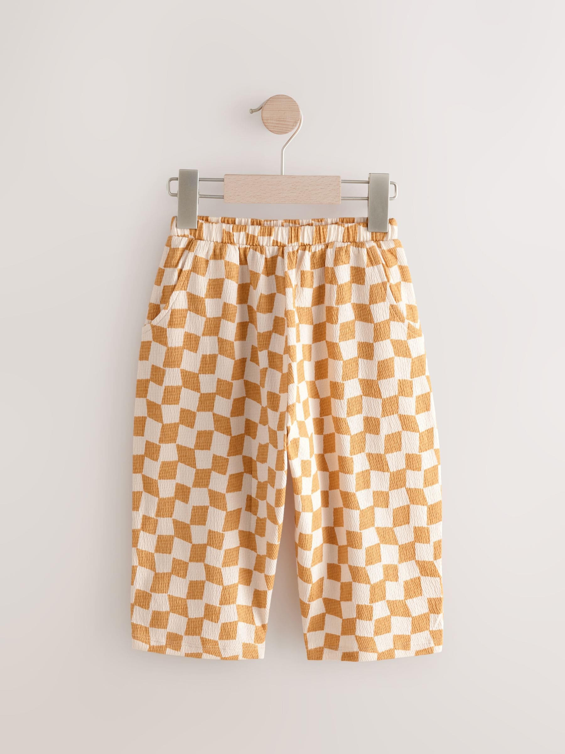 Buy Yellow Checkerboard Textured Barrel Leg Trousers (3mths
