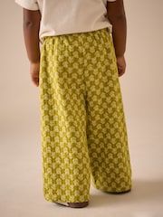 Green Ditsy Floral Textured Wide Leg Trousers (3mths-7yrs) - Image 3 of 7