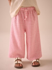 Pink Gingham Textured Wide Leg Trousers (3mths-7yrs) - Image 1 of 8