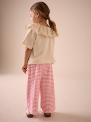 Pink Gingham Textured Wide Leg Trousers (3mths-7yrs) - Image 3 of 8