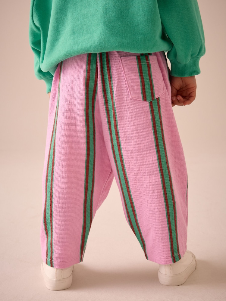 Różowy/zielony w paski - Textured Barrel Leg Trousers (3mths-7yrs) - Image 3 of 9