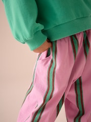 Pink/Green Stripe Textured Barrel Leg Trousers (3mths-7yrs) - Image 4 of 9