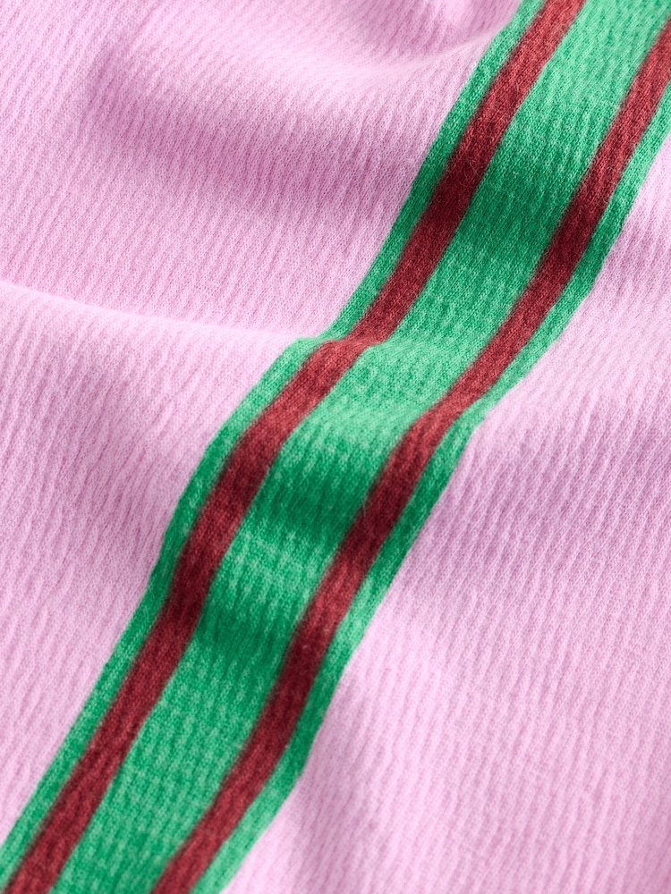 Różowy/zielony w paski - Textured Barrel Leg Trousers (3mths-7yrs) - Image 7 of 9