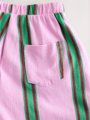 Pink/Green Stripe Textured Barrel Leg Trousers (3mths-7yrs) - Image 9 of 9