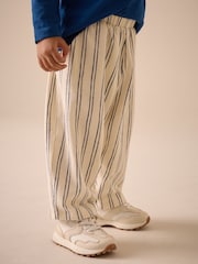 Cream/Navy Stripe Textured Wide Leg Trousers (3mths-7yrs) - Image 1 of 8