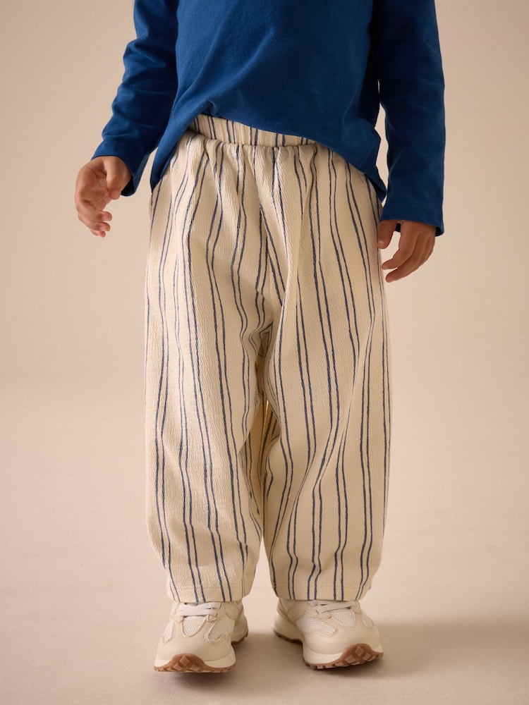 Cream/Navy Stripe Wide Leg Trousers (3mths-7yrs) - Image 4 of 8