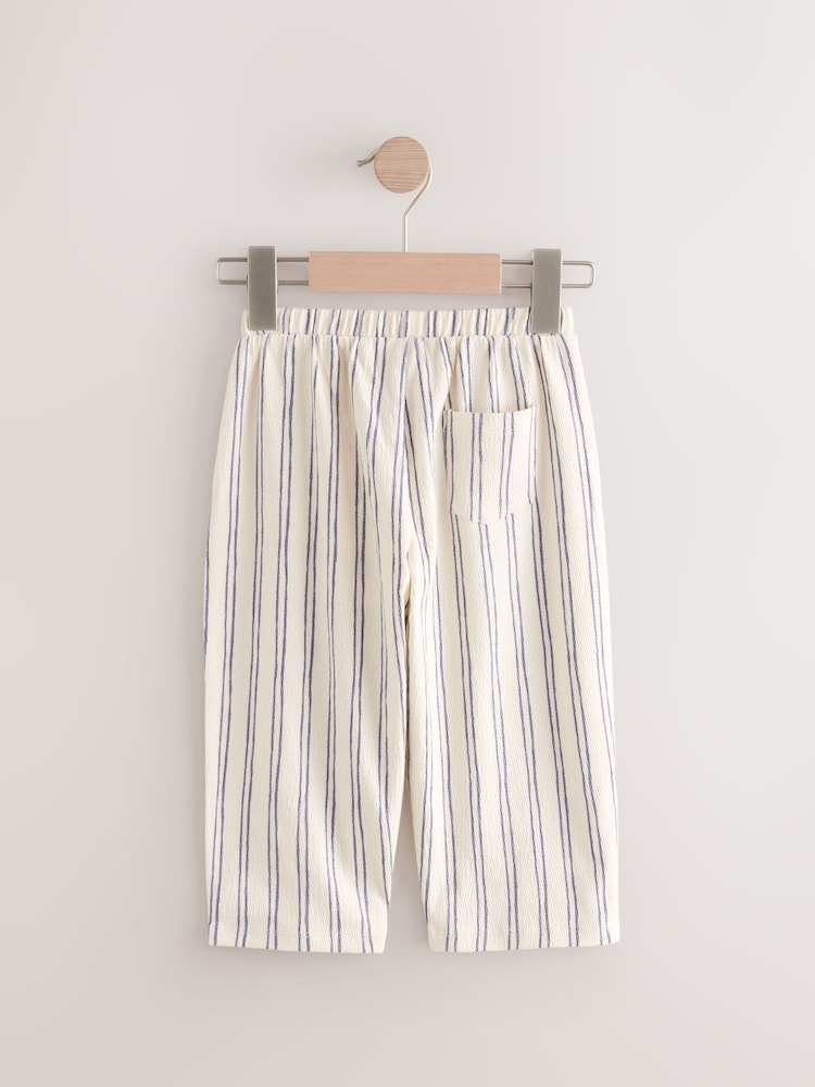 Cream/Navy Stripe Wide Leg Trousers (3mths-7yrs) - Image 6 of 8
