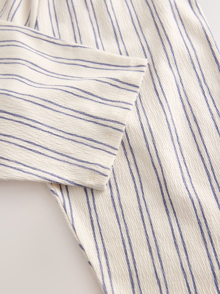 Cream/Navy Stripe Textured Wide Leg Trousers (3mths-7yrs) - Image 8 of 8