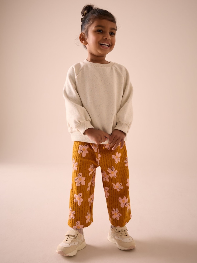 Brown Flower Textured Wide Leg Trousers (3mths-7yrs) - Image 2 of 9