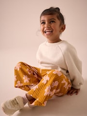 Brown Flower Textured Wide Leg Trousers (3mths-7yrs) - Image 3 of 9