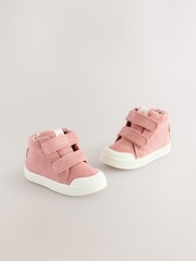 Pink Standard Fit (F) Touch Fasten Strap High Top Washable Trainers - Image 1 of 6