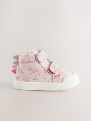 Multi Dinosaur Standard Fit (F) Touch Fasten Strap High Top Washable Trainers - Image 3 of 7