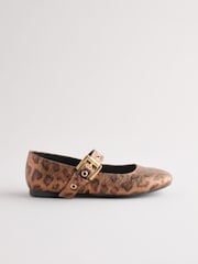 Brown Animal Print Studded Mary Jane Shoes - Image 2 of 5
