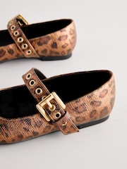 Brown Animal Print Studded Mary Jane Shoes - Image 3 of 5