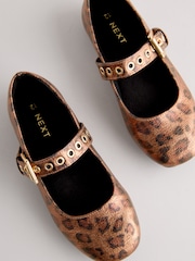 Brown Animal Print Studded Mary Jane Shoes - Image 4 of 5