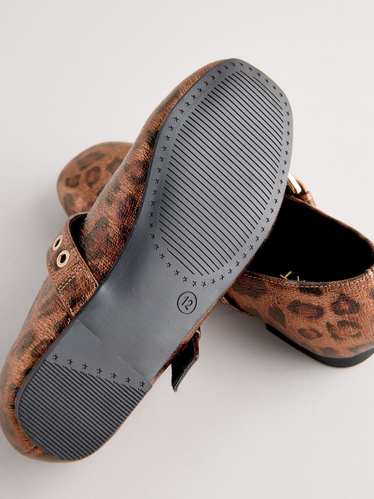 Brown Animal Print Studded Mary Jane Shoes - Image 5 of 5